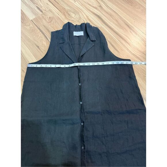 Everlane The Linen V-Neck Midi Black Button Front Dress Size 14 - Picture 5 of 6